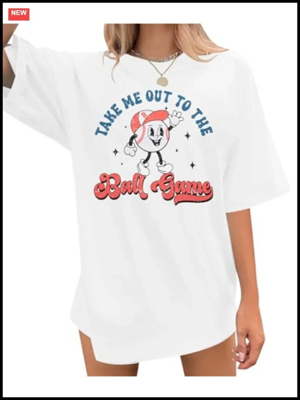 Oversized Baseball Tee Softball Season Graphic Shirt